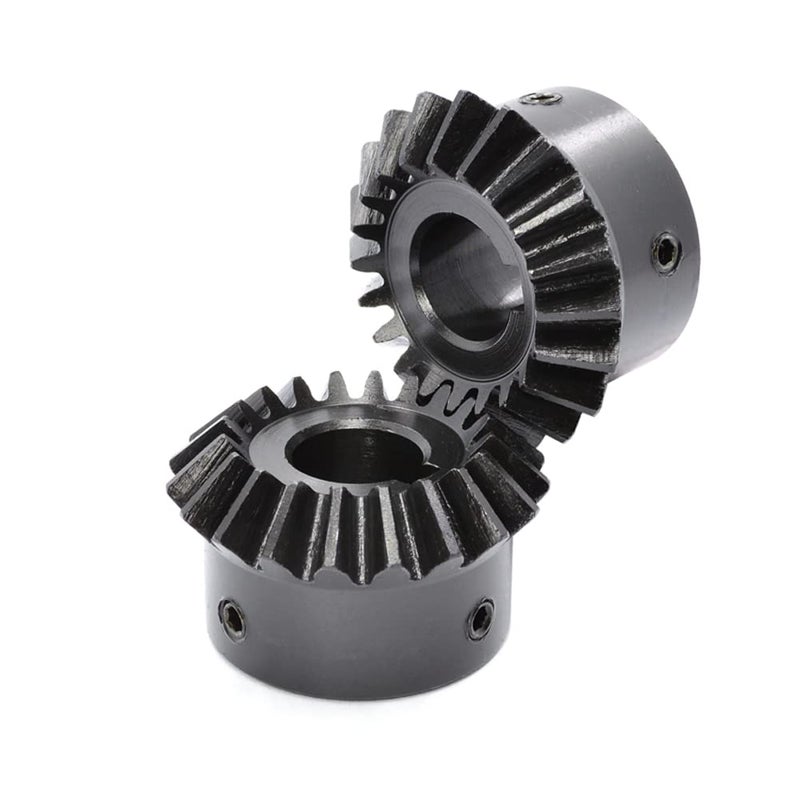 PGFUN 2 Pcs 2M 20 Teeth 8-18mm Shaft Hole Tapered Bevel Gear 1: 1#45 Steel 2 Module 90 Degree Steering Gear with M5 Fixing Hole(15mm) - Image 3